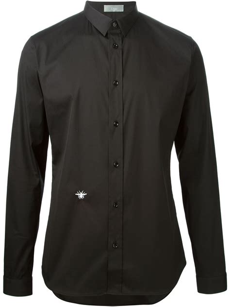 dior bee shirt black|Shirt with Bee Embroidery Black Cotton Poplin .